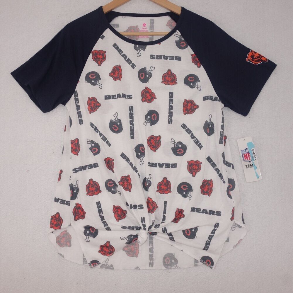 NEW NFL Teen Team Apparel Chicago Bears Knot Front T-Shirt Size large 11/13